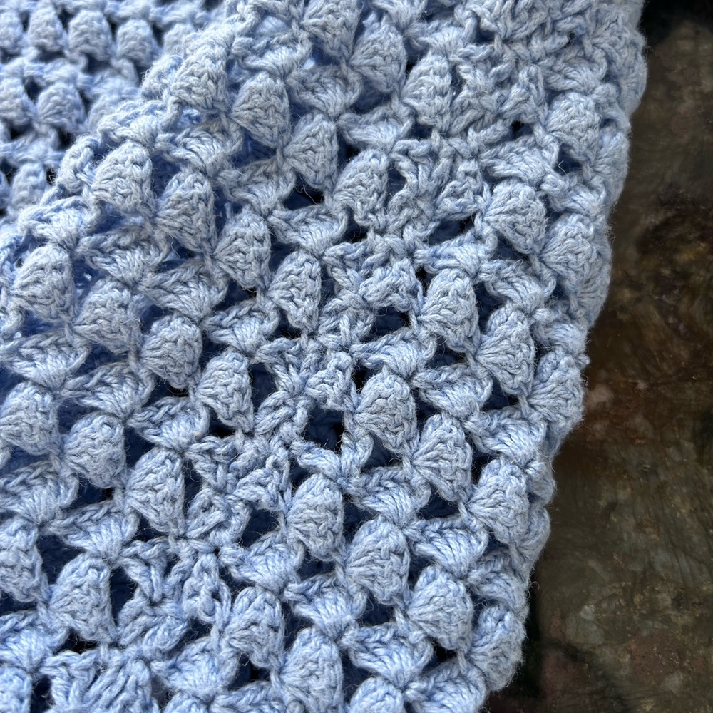 Vintage Casual Corner Baby Blue Crocheted. Coastal. Cottagecore. Y2K.  Festival - Picture 15 of 16